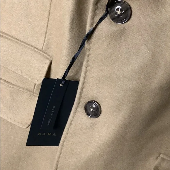 Zara Tan Wool Coat NWOT - Picture 8 of 15